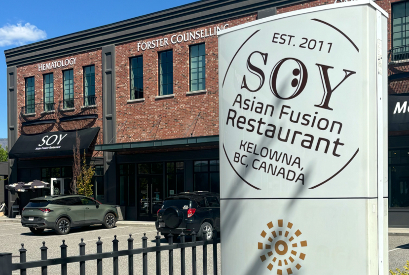 SOY Asian Fusion Restaurant storefront on Pandosy Street, Kelowna