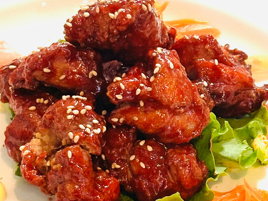 Korean fried chicken platter, a party favourite for SOY catering
